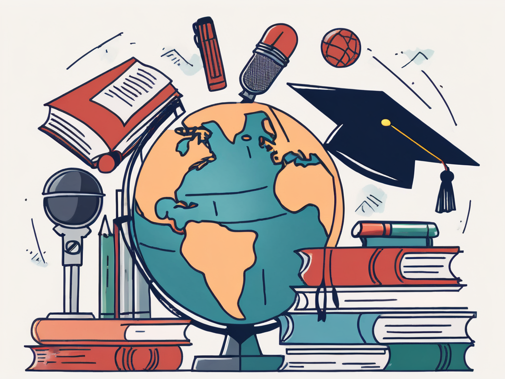 A diverse array of school-related items such as textbooks