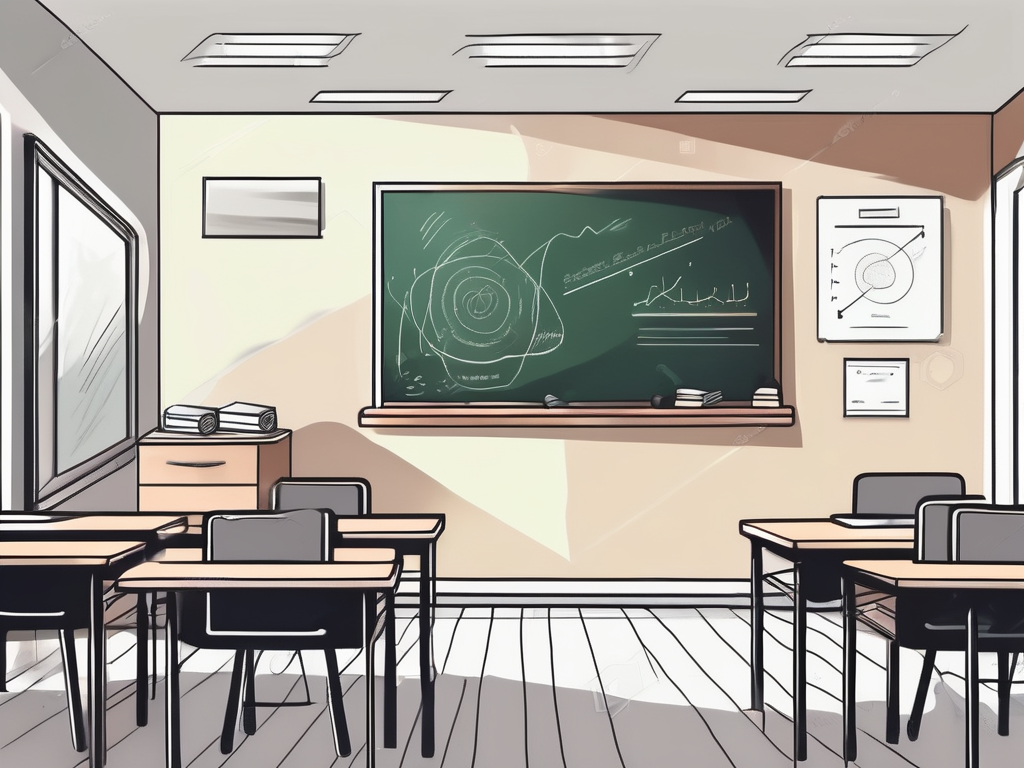 A classroom setting in the uae with a chalkboard