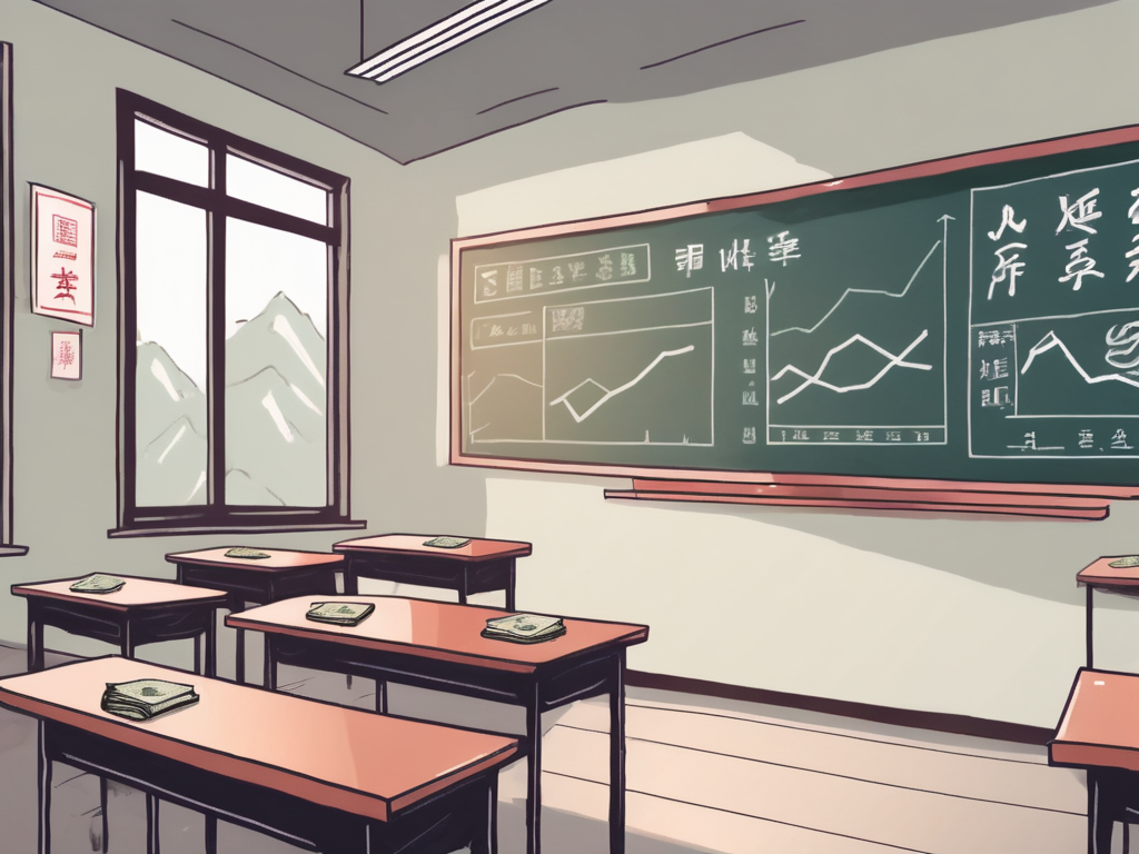 A classroom setting in china with a chalkboard