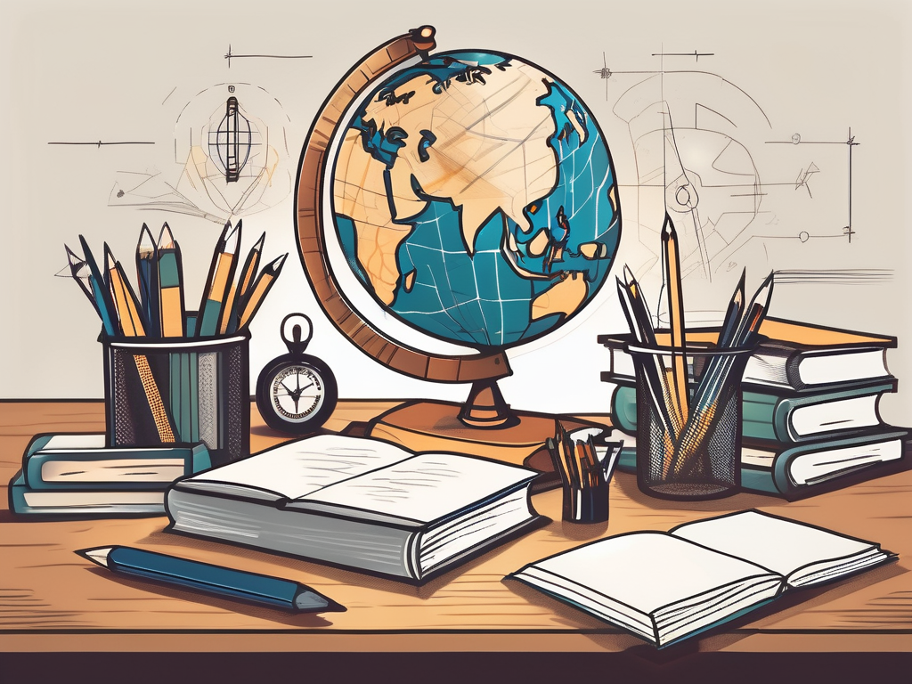 A globe on a teacher's desk