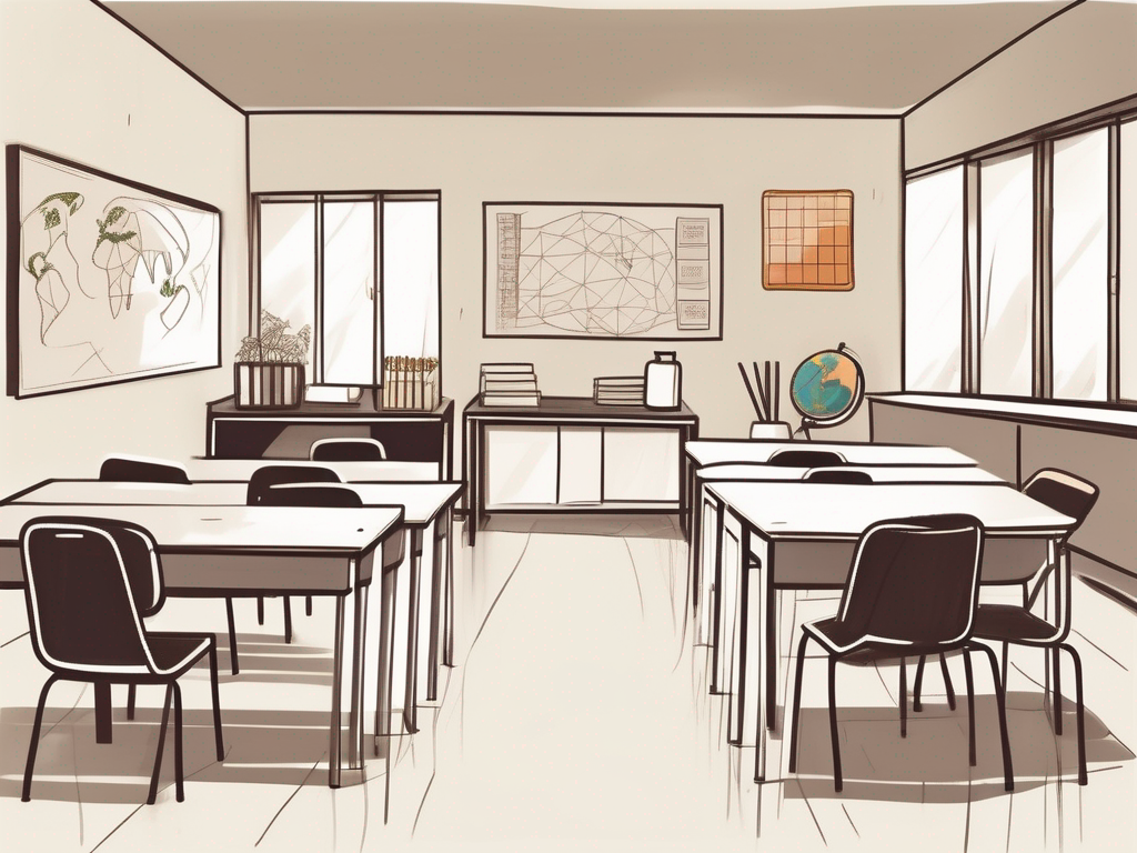 An international school classroom setup with various teaching aids