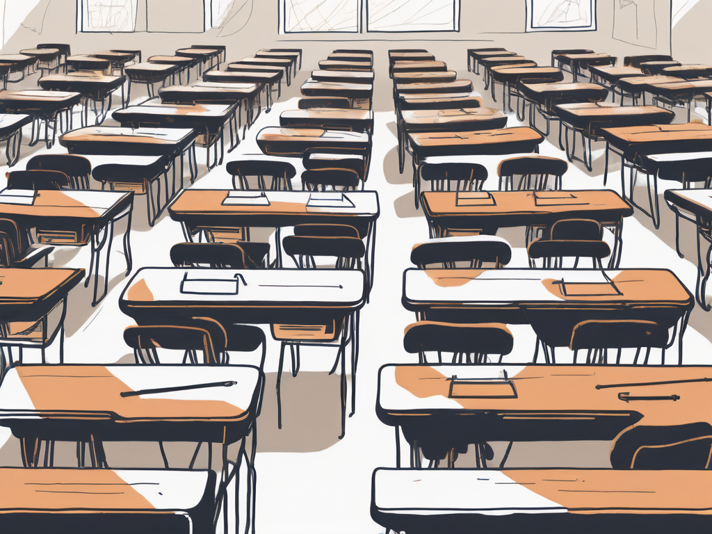 A diverse collection of school desks from various cultures around the world