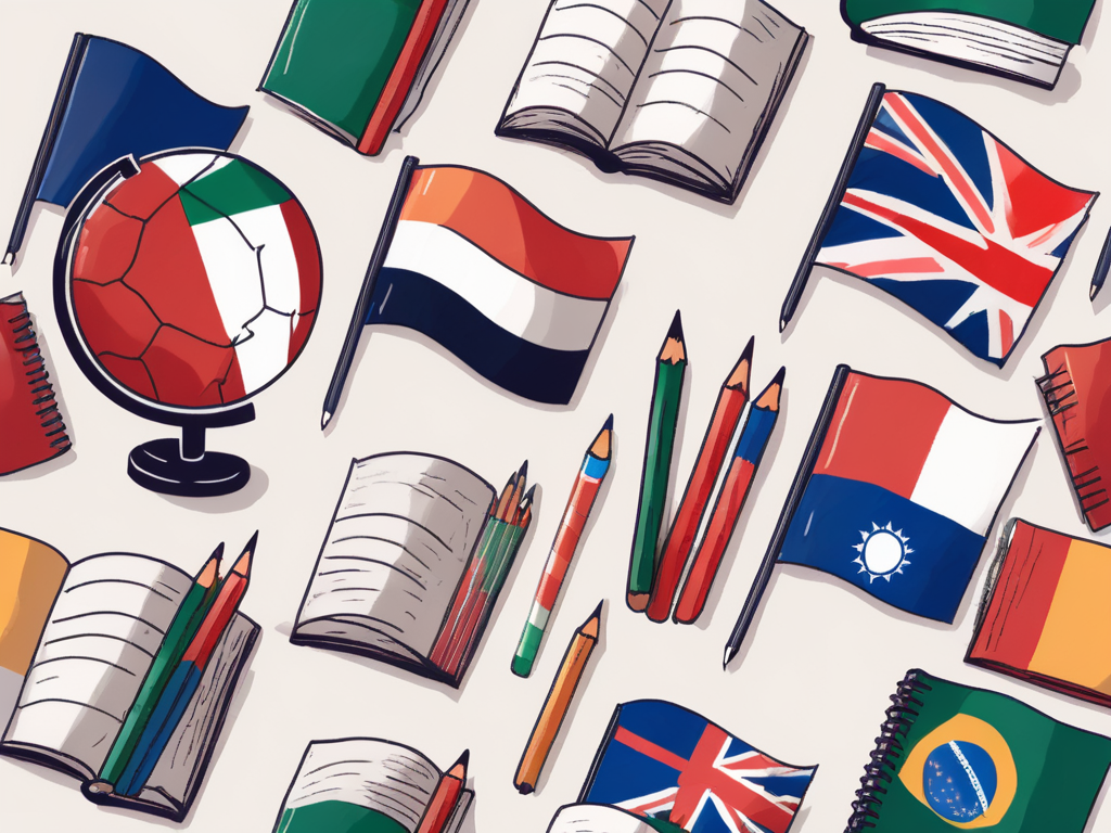 A diverse set of school items such as books