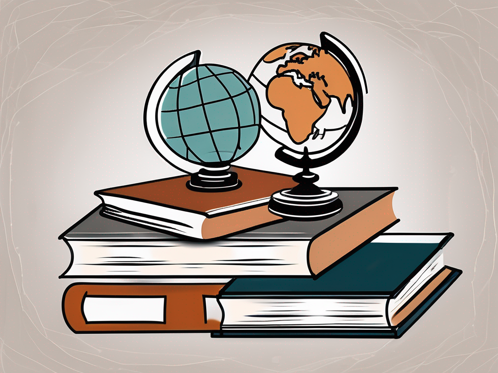 A balanced scale with books and a globe on either side
