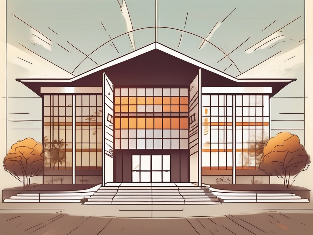 An international school building with open doors