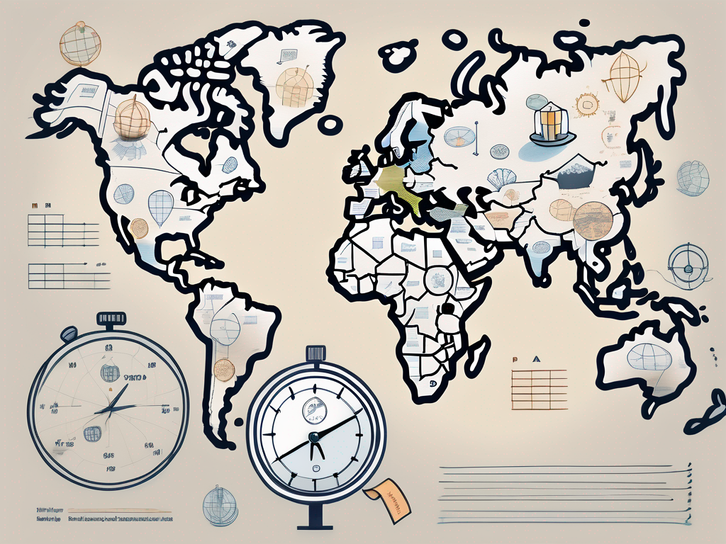 A global map featuring different international schools