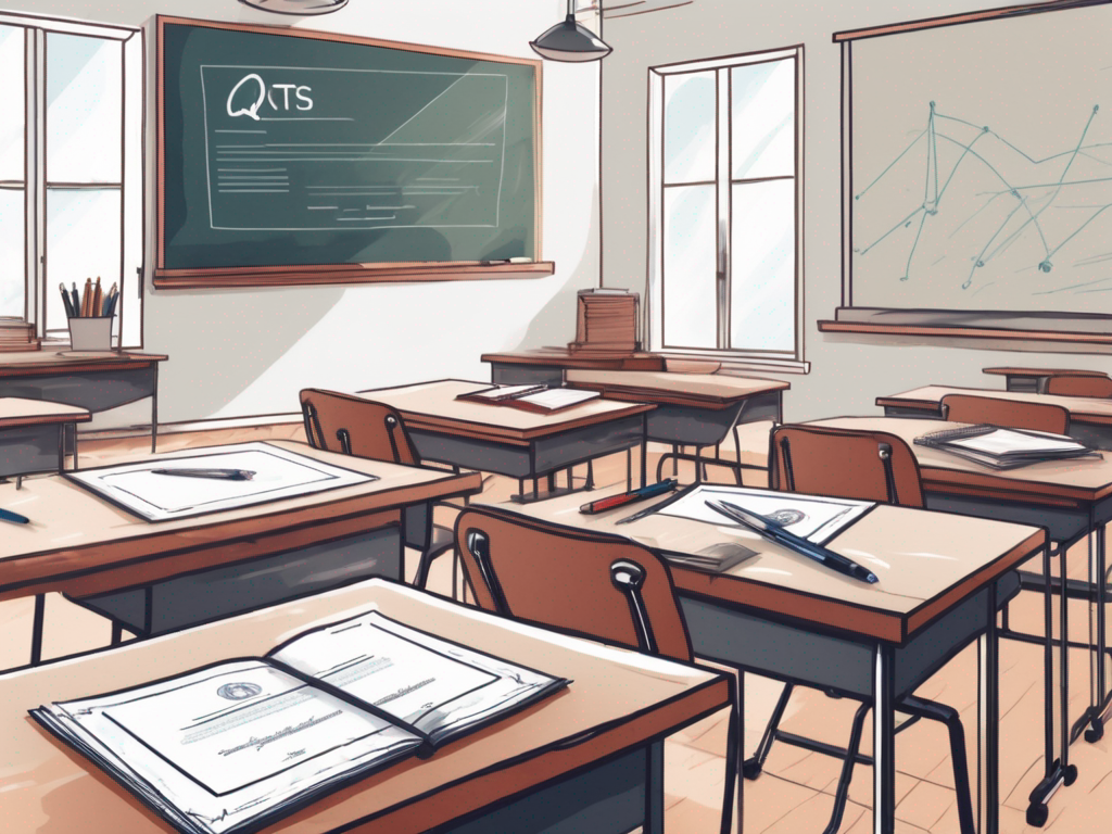 A classroom setting with various educational tools and a highlighted certificate