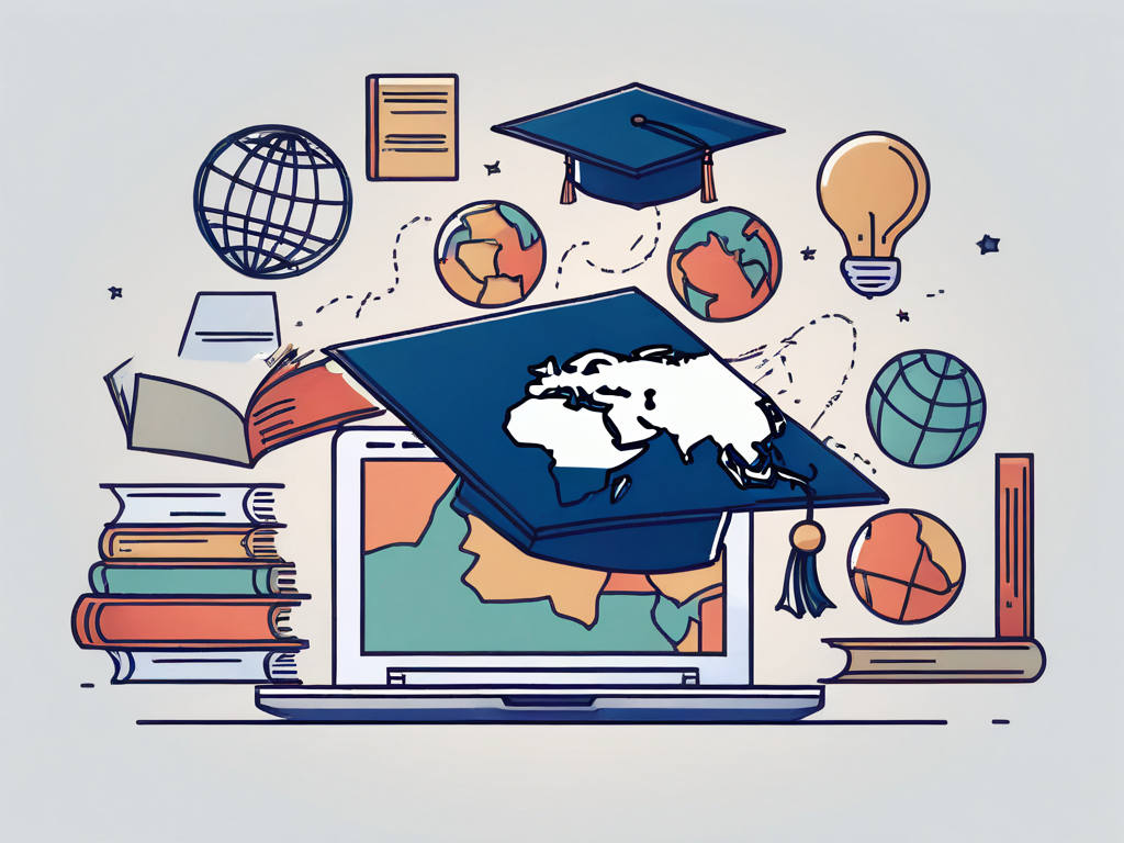 A laptop displaying a graduation cap