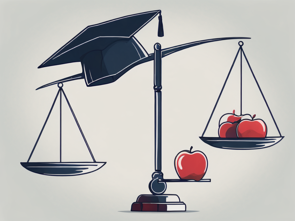 A scale balancing a graduation cap symbolizing an ipgce