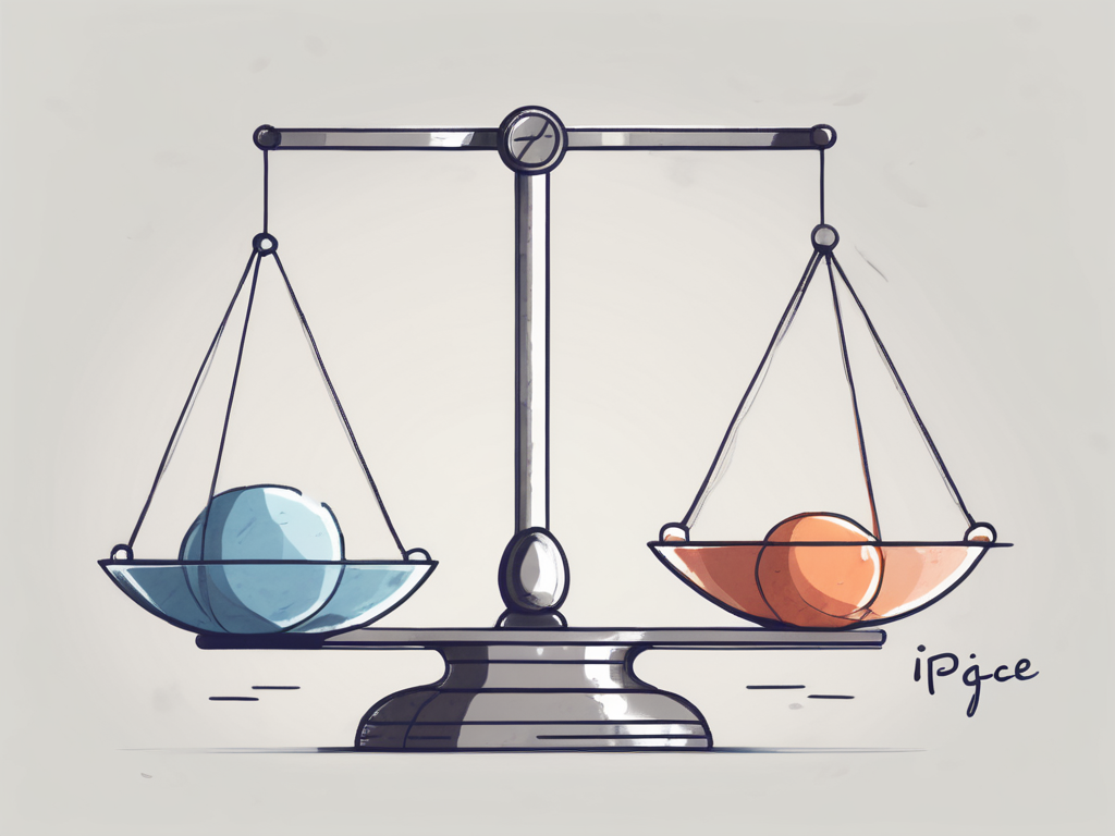 A balance scale with a pgce on one side