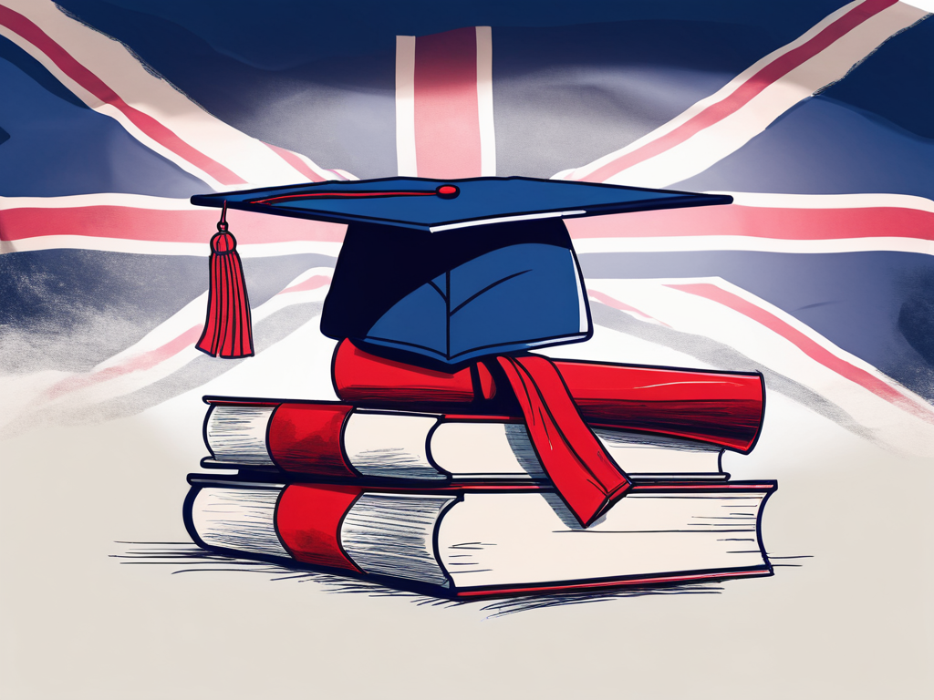 A classroom setting with a graduation cap and diploma on the teacher's desk