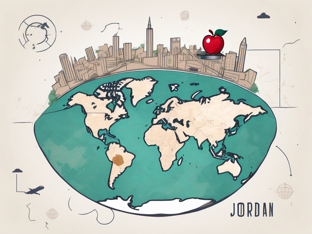A global map highlighting jordan