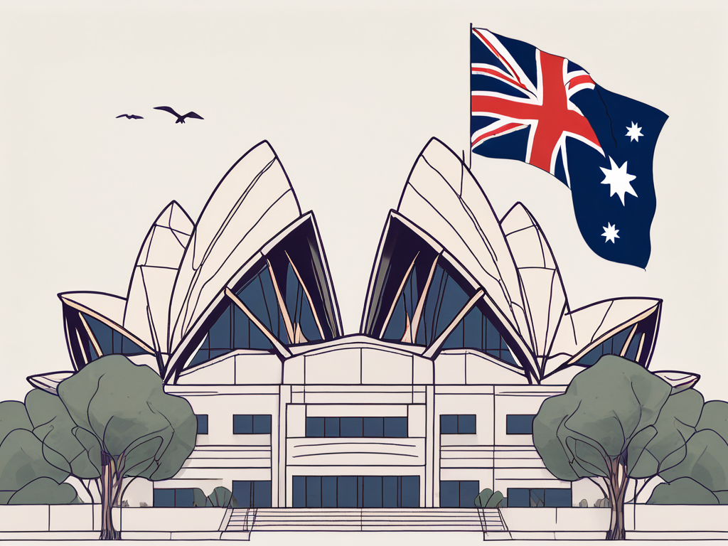 An international school building with an australian flag flying atop