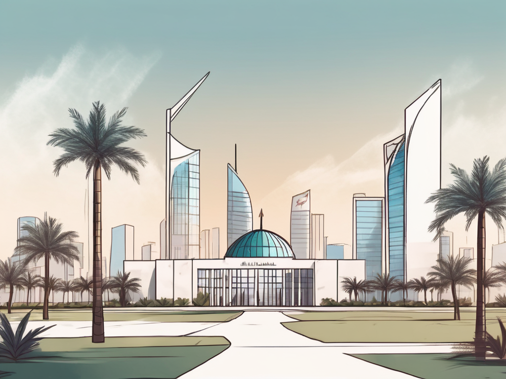 An international school in abu dhabi with a flagpole outside