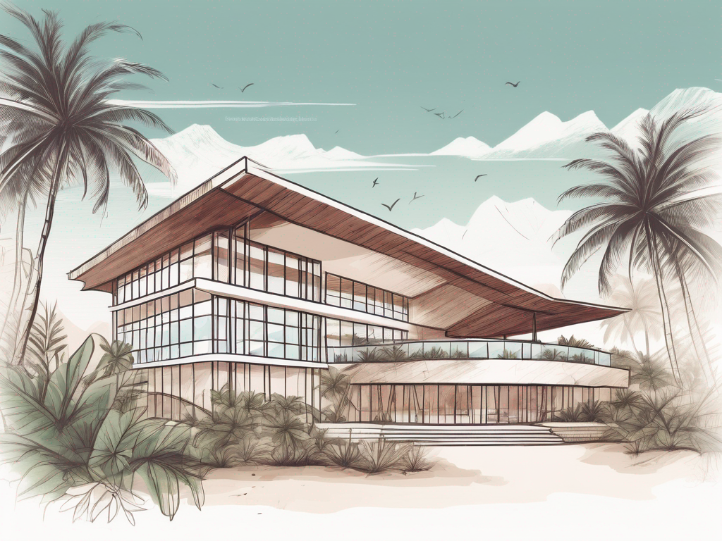An international school building with fijian cultural elements incorporated into its design