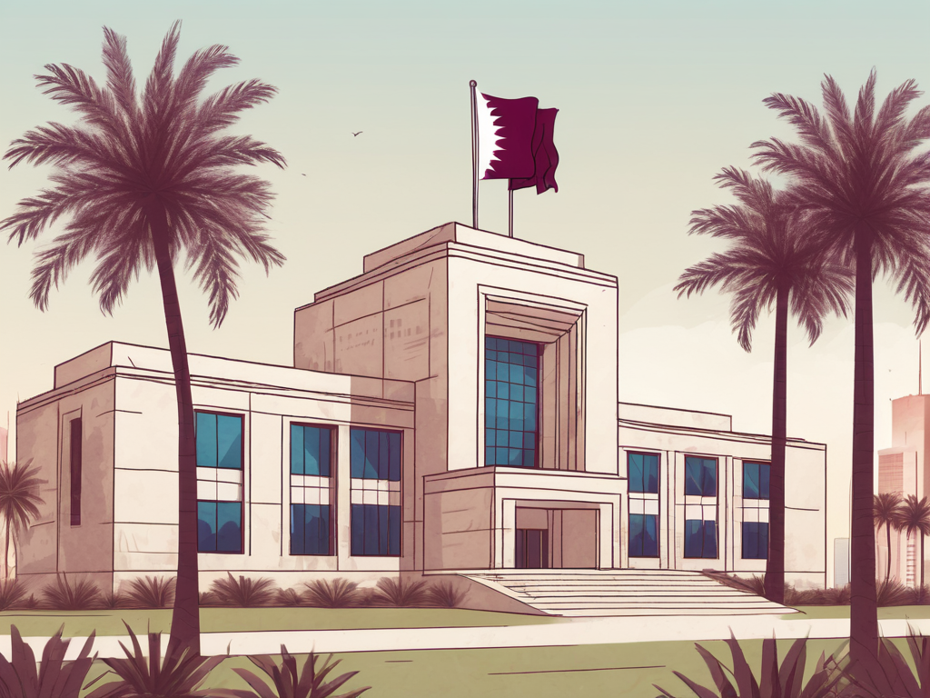 An international school building in doha with a qatar flag flying on top