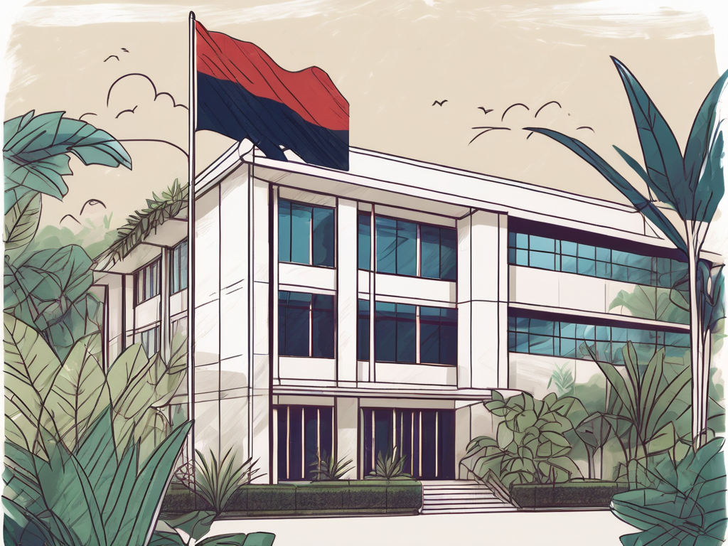 An international school building in jakarta with a few flags from different countries