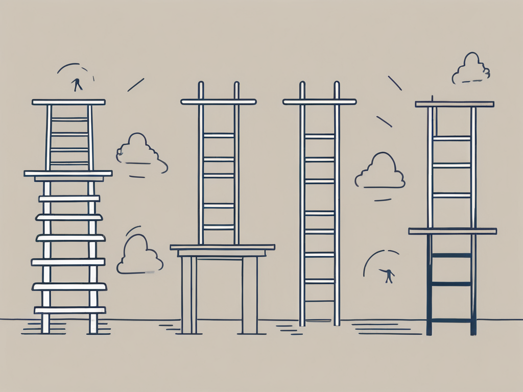 Eight different hurdles with symbols representing various academic challenges on them
