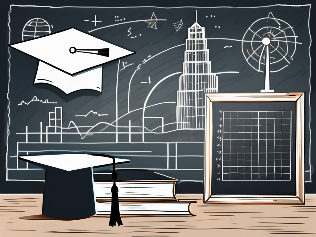 A classroom setting with iconic uae landmarks in the background