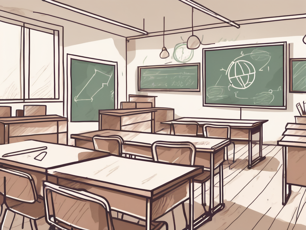 A classroom setting with various teaching aids and resources