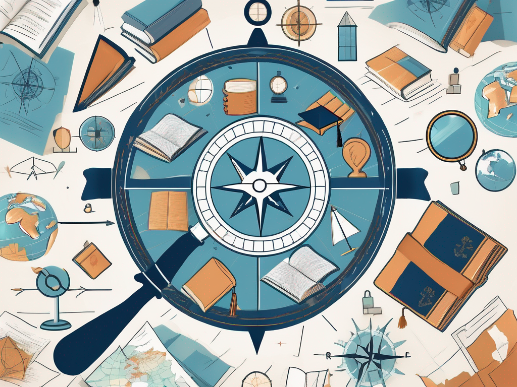 A global map with various school-related icons