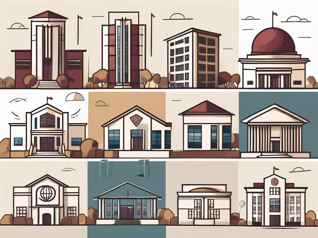 Seven different school buildings