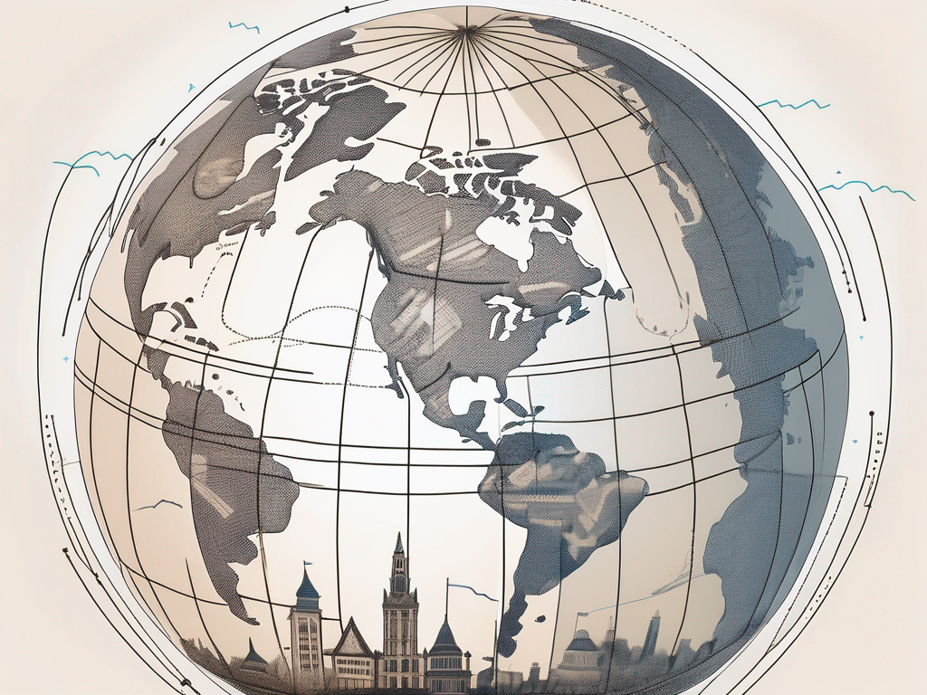 A globe with various school buildings from around the world