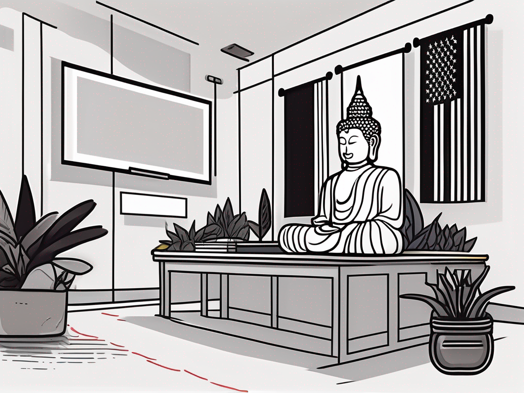 A classroom setting split in two