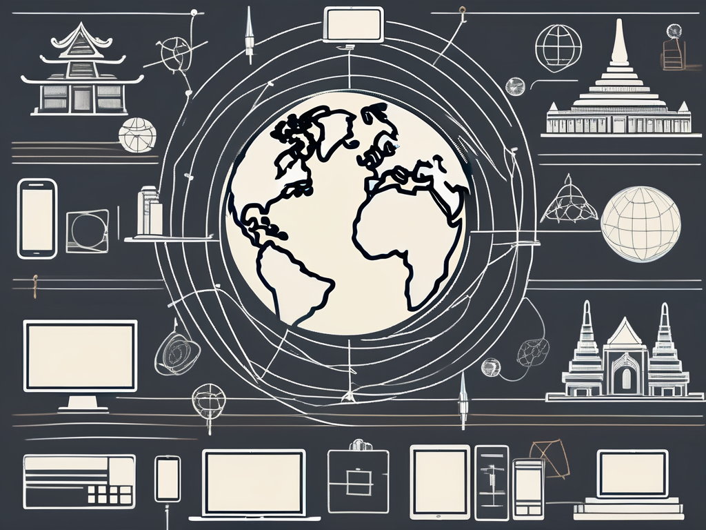 Various symbolic elements representing teaching and thailand