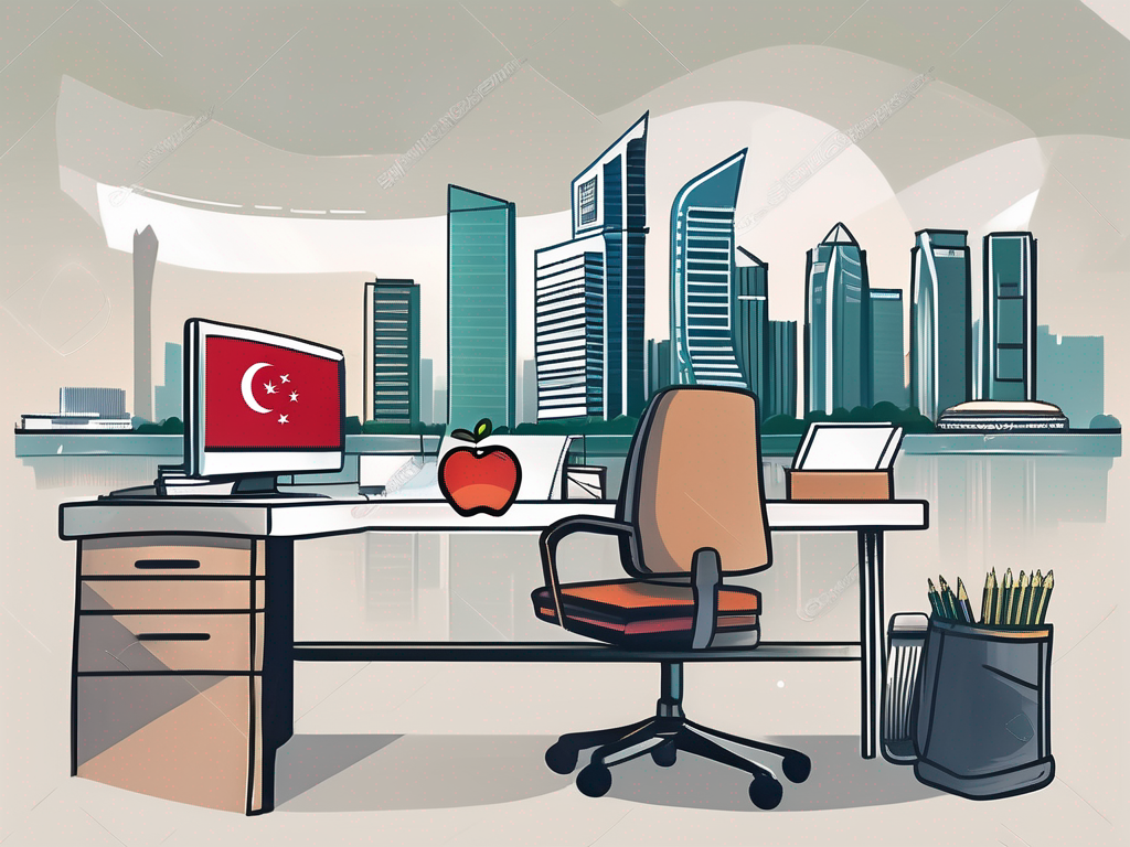 A singapore skyline with iconic landmarks