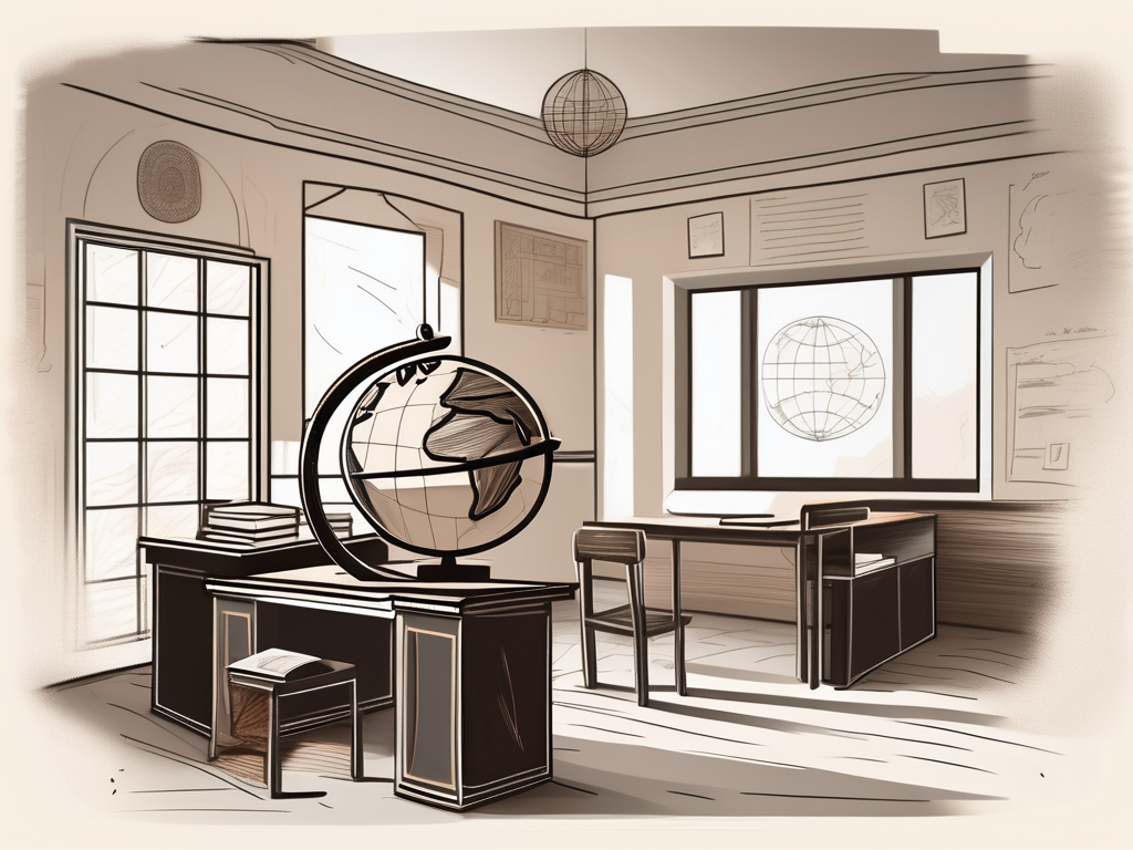 A classroom setting with traditional emirati architectural elements