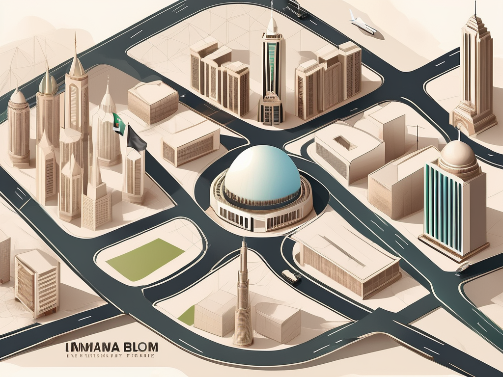 Five different iconic landmarks from the top five cities in uae