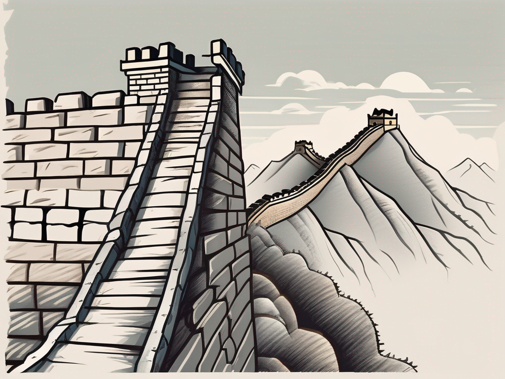 A ladder leaning against the great wall of china
