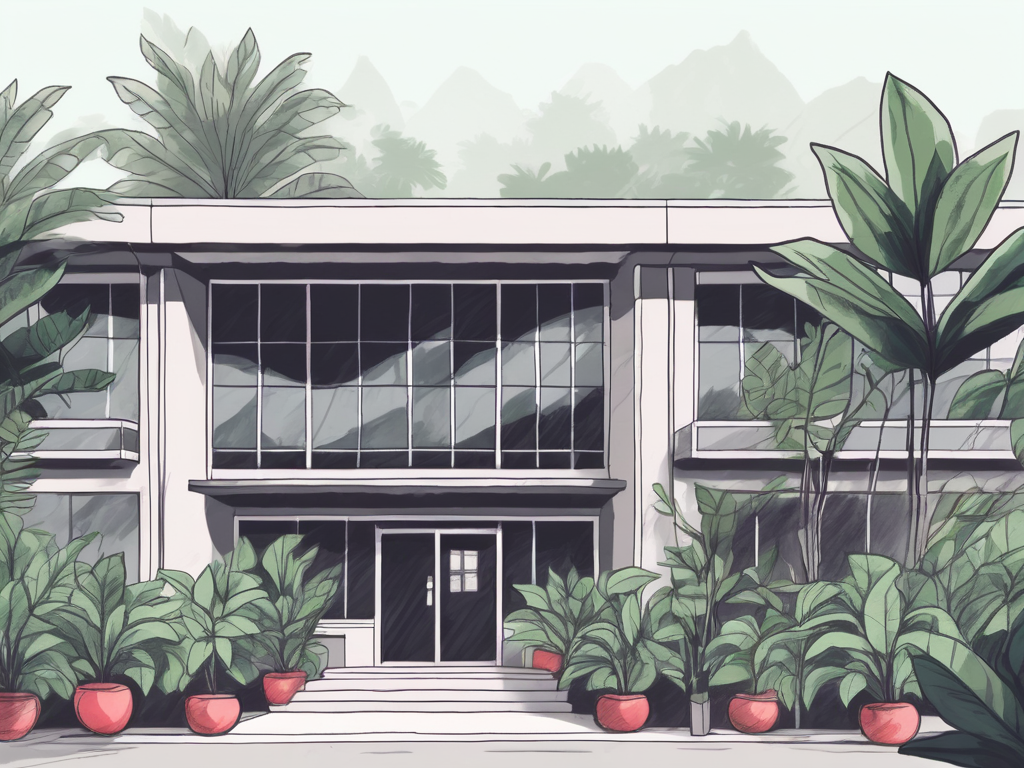 An international school building in phuket surrounded by tropical plants