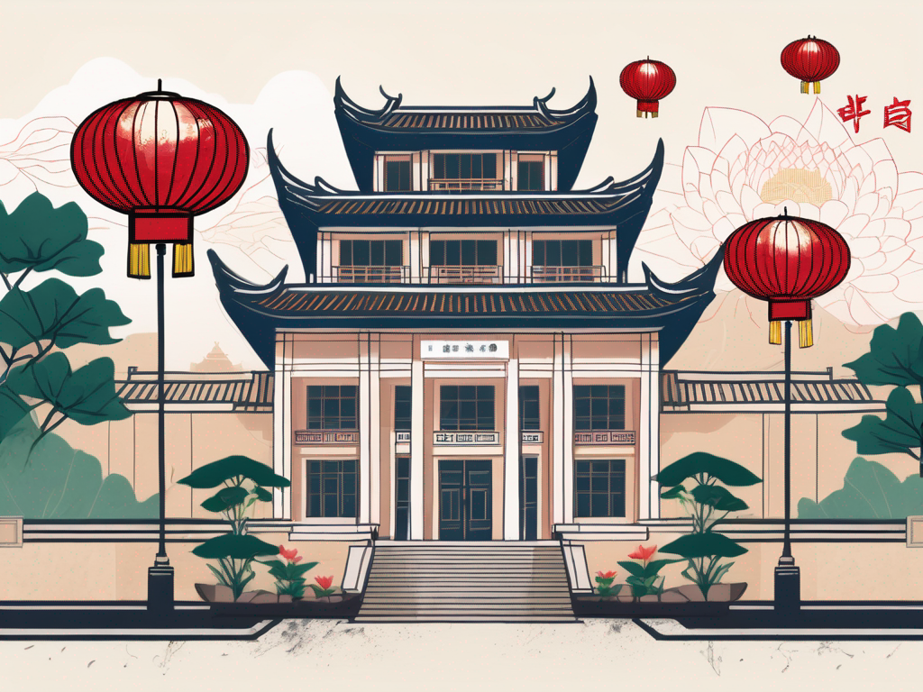 A classic hanoi landscape with an international school building prominently featured