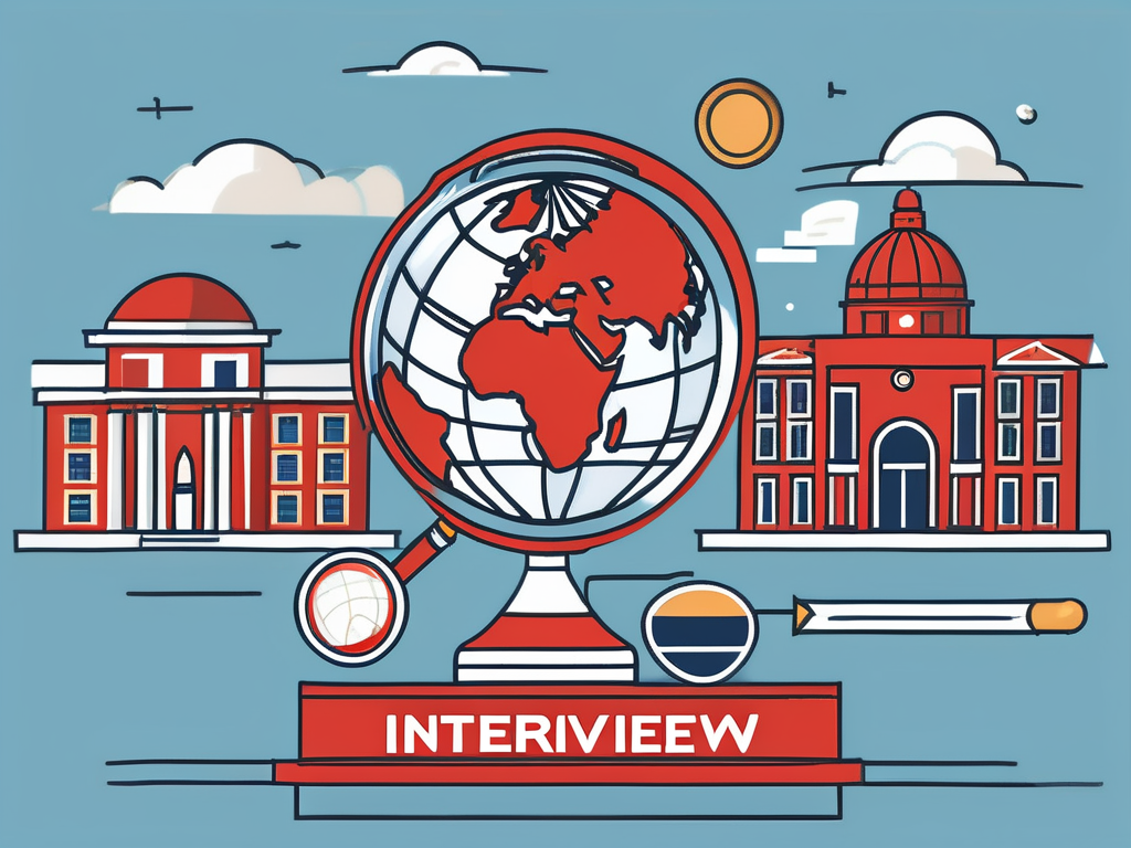 A globe with various iconic international school buildings from around the world