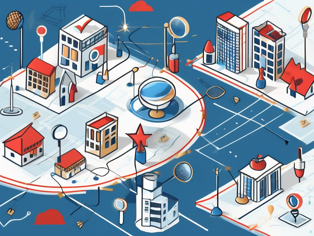 A global map dotted with school buildings