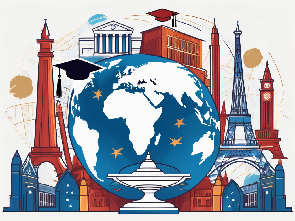 A globe with graduation cap on top