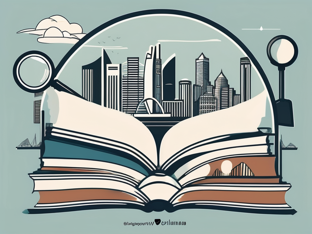A skyline of singapore with iconic landmarks