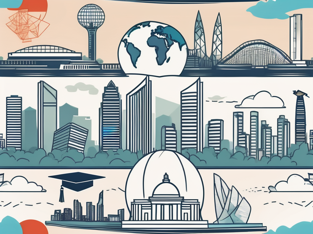 The singapore skyline with iconic landmarks