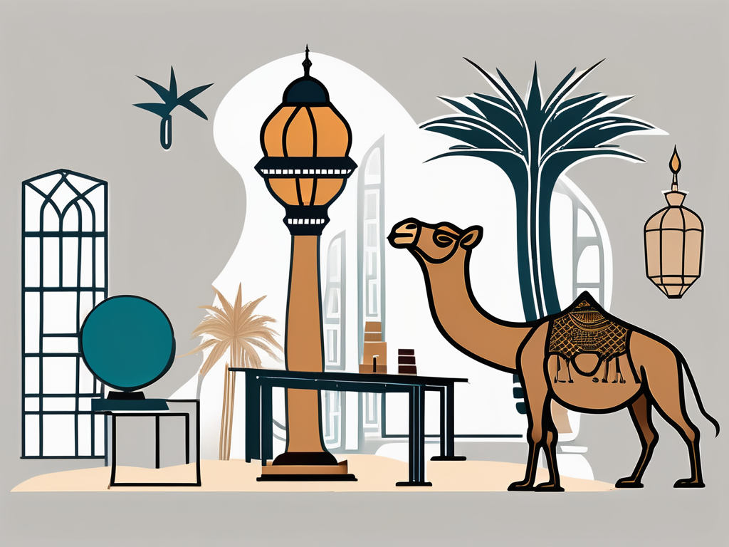 A classroom in dubai with various cultural symbols