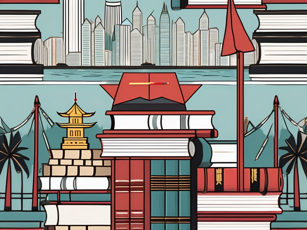 A symbolic barrier made of textbooks