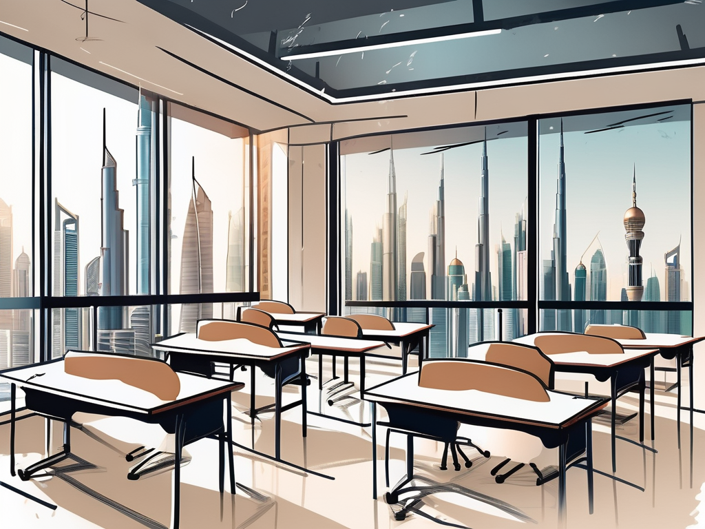 A classroom setting with diverse educational tools and symbols representing thailand and the philippines