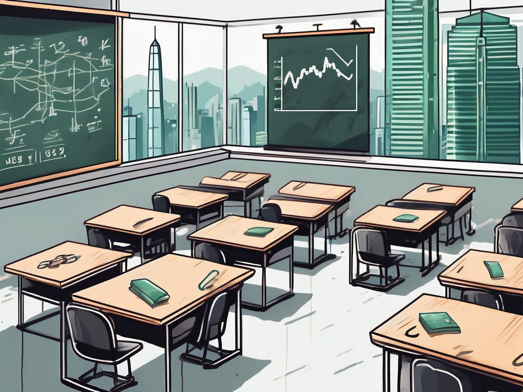 A classroom scene in hong kong with a chalkboard
